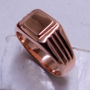 Pure Copper Signet Ring: Square Band, Mens Jewelry Gift