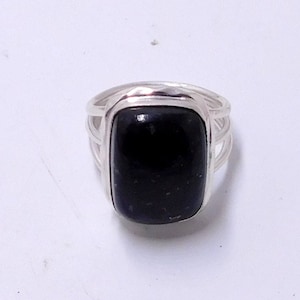 Rare Nuummite Sterling Silver Ring - Greenland Stone Handmade Jewelry