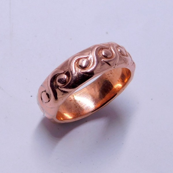 Pure Copper Wedding Band, Copper Wood Ring, Wide Ring Wide Thumb Ring Red Copper Ring Woman Ring Mother's Day Gift Band Ring Free Shipping