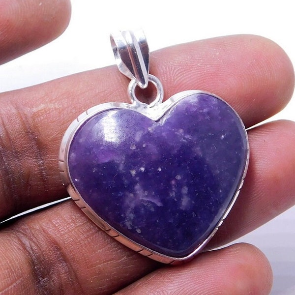 Rare High Quality Heart Sugilite Pendant Handmade 925 Silver Pendant,Purple Sugilite Pendant,Valentine  Gift,Lovely Pendant Natural Gemstone