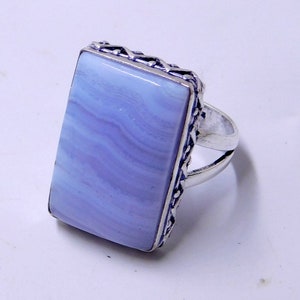 Blue Lace Agate 925 Sterling Silver Gemstone Jewelry Ring Design Ring
