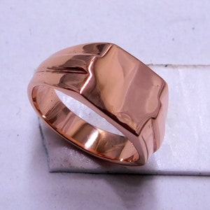 Pure Copper Signet Ring , Men's Copper square signet ring ,Solid Copper rings for men , unisex band ring , Plain men's jeweler Gift Ring