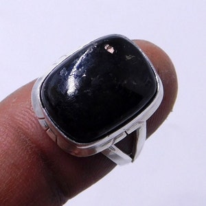 High Grade Nuummite Ring: 925 Sterling Silver Gemstone Statement Ring