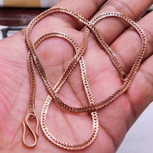 Red Copper Chain Necklace/ Pure Copper Wheat Chain/ Solid Copper
