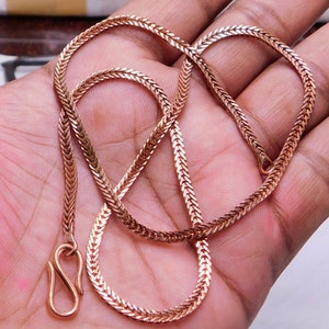 Red Copper Chain Necklace/ Pure Copper Wheat Chain/ Solid Copper