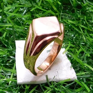 Pure Copper Square Signet Ring - Mens Band Ring