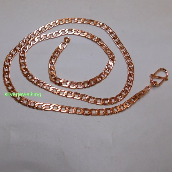 Collier chaîne Gourmette en cuivre pur Collier chaîne en CUIVRE rouge, chaîne pour homme en cuivre faite main, bijoux en cuivre