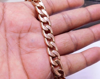 Pure Copper Curb Chain Bracelets, Handmade solid copper chain Antique copper chain Solid copper Chain 10 mm,,Men chain