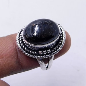 Greenland Nuummite Ring: 925 Sterling Silver Gemstone Statement Ring