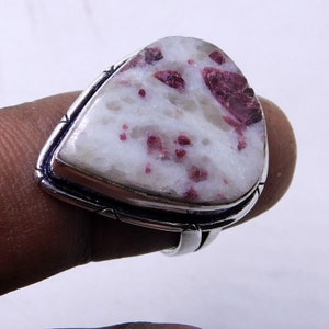 Teardrop Rubellite Tourmaline Ring: Handmade 925 Sterling Silver