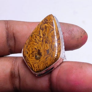 Mariam Jasper Ring: Kite Shape Sterling Silver Gemstone