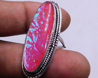 Australian Opal Sterling Silver Ring: Handmade Gemstone Jewelry