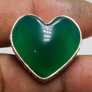 Heart Onyx Ring, Green Onyx Gemstone Ring, Handmade Ring, Solid 925 Sterling Silver Designer Handmade Jewelry, Birthstone Ring