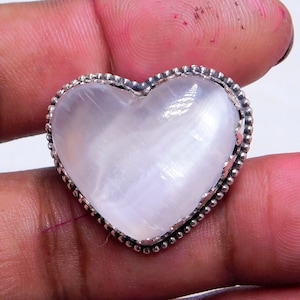 Heart Selenite Ring: Handmade 925 Sterling Silver Statement Ring