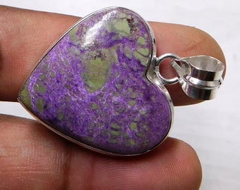 Sterling Silver Purpurite Heart Pendant, Gemstone Jewelry