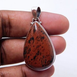 Mahogany Obsidian Sterling Silver Pendant: Vintage Style Gemstone