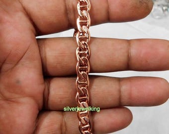 Handmade Pure Copper Chain Bracelet: Heavy Link Design