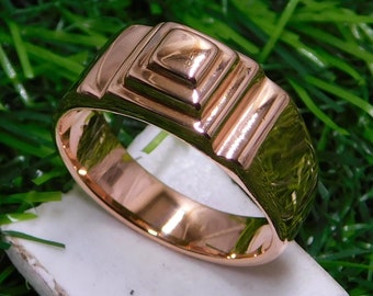 Copper Signet Ring: Unisex Band, Solid Copper