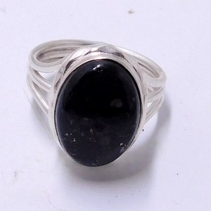 Nuummite Statement Ring: 925 Sterling Silver, Greenland Gemstone