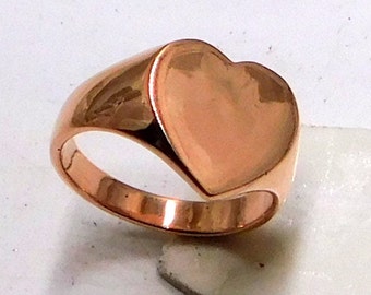 Heart Copper Signet Ring ,Women's  pure Copper ring ,Solid Copper rings Lover's jeweler Gift Ring FREE SHIPPING