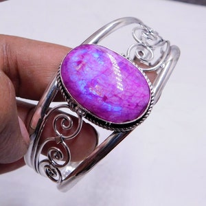 Rosa Mondstein Armreif: Verstellbarer Sterling Silber Edelstein Schmuck