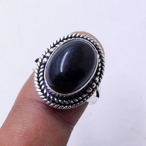 Black Onyx Sterling Silver Statement Ring: Boho Gemstone Jewelry
