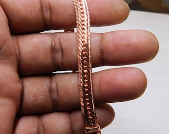 Handmade Solid Copper Curb Chain Bracelet: Antique Style