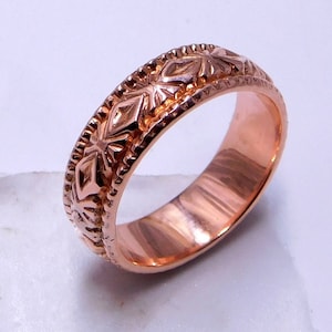Pure Copper Wedding Band, Copper Wood Ring, Wide Ring Wide Thumb Ring Red Copper Ring Woman Ring Every Day Gift Band Ring Free Shipping