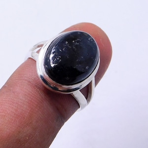 Real!! Very Rare Nuumite ,Nuummite Sterling Silver Ring from Greenland Stone