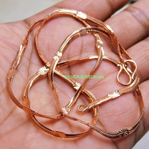 puur koperen visgraatketting, koperen slangenketting, visgraatkoperen sieraden, koperen ketting, gratis verzending