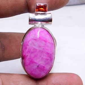 Pink Moonstone Sterling Silver Pendant: Handmade Gemstone Jewelry