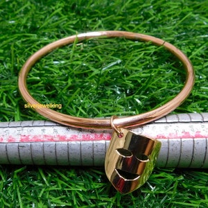 Handmade Copper Bangle: Face Mask Charm, Stacking Jewelry