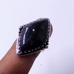 Nuummite Statement Ring: 925 Sterling Silver Gemstone, High Grade