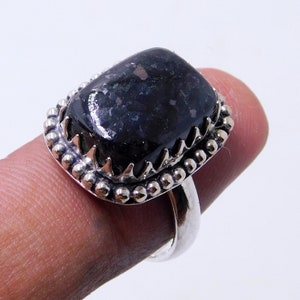 Real!! Very Rare Nuumite ,Nuummite Sterling Silver Ring from Greenland Stone Free Shipment