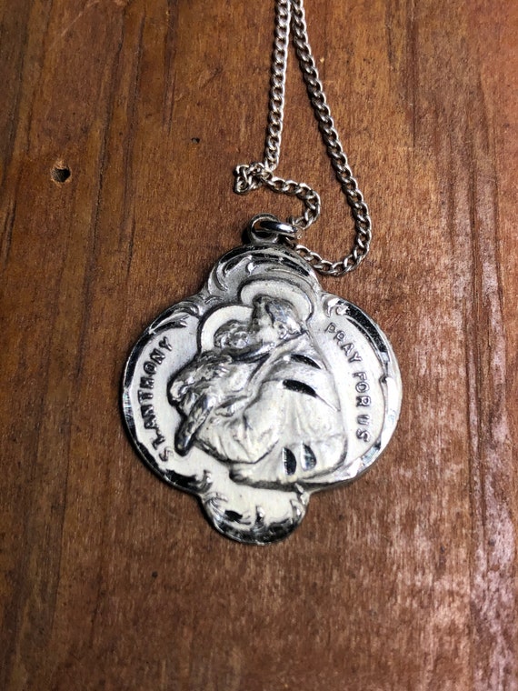 Saint Anthony Vintage Medal or Pendant Sterling Si