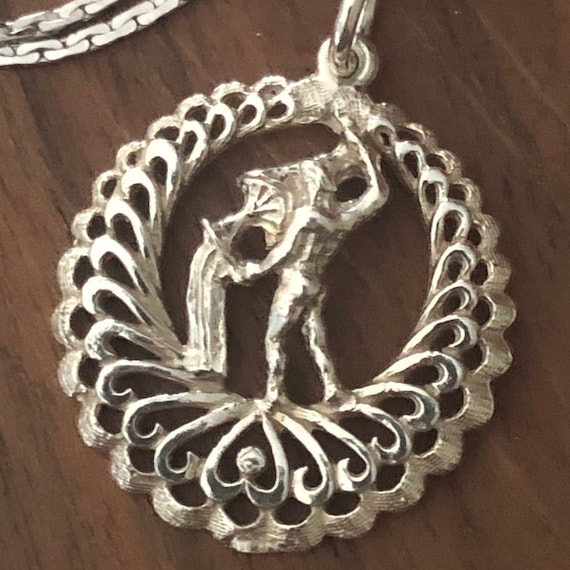 Sterling Silver Water Bearer or Aquarius Pendant … - image 1