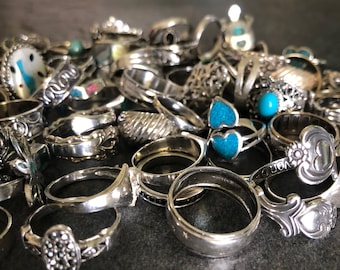 STERLING SILVER Vintage Ring Grab Bag Mysterie Sieraden Tas Mid Century 925 Zilveren Ringen