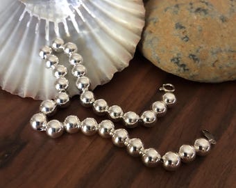 Sterling Bead Bracelet 925 Silver Vintage Estate Jewelry Never-Worn Jewelers Stock 7 1/2" Gift for Her