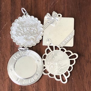 Vintage Birthday Charm Sterling Silver Mid Century Jewelry For Bracelet or Pendant Necklace Engraving Available