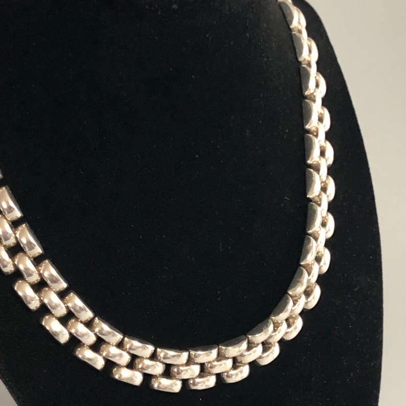 Vintage Sterling Panther Link Chain Necklace Three Rows Heavy Etsy