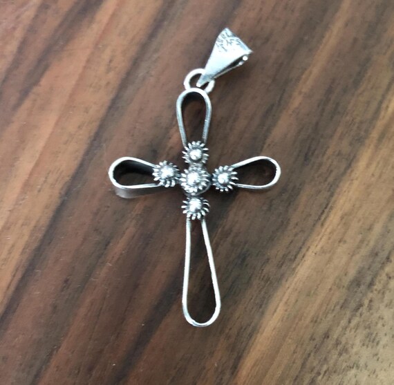 Vintage Taxco Sterling Silver Cross Pendant 925 Faith Jewelry Mid Century Mexican Modernist