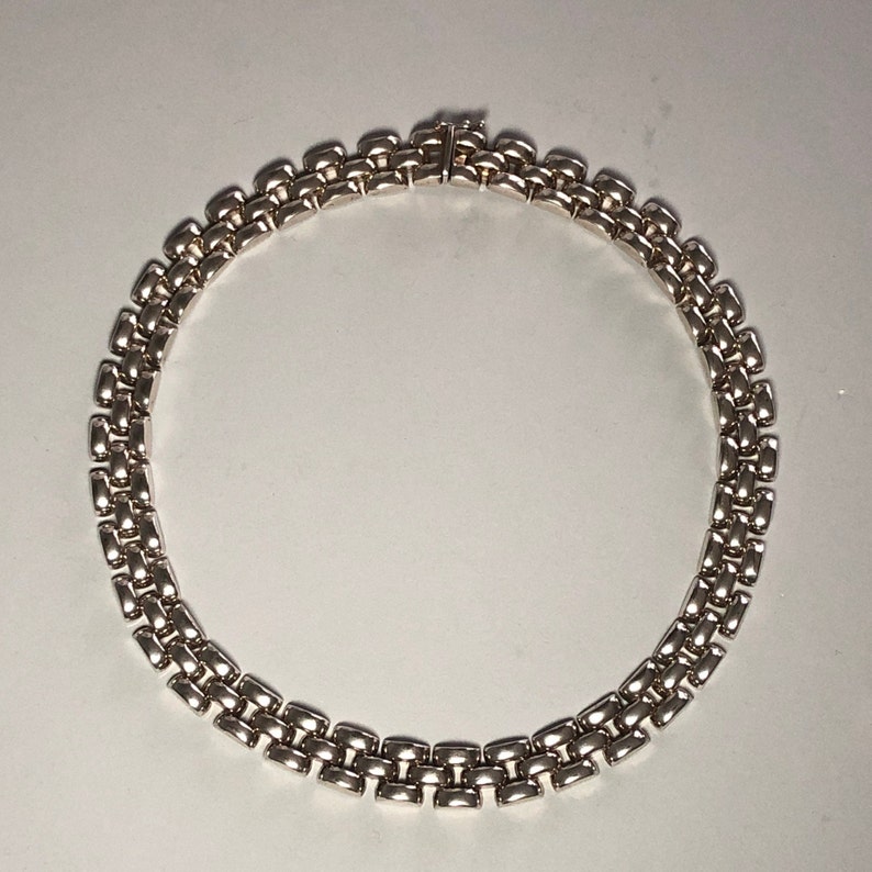 Vintage Sterling Panther Link Chain Necklace Three Rows Heavy Etsy