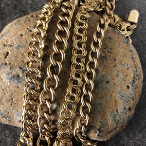 Vintage 12K GF Chain Bracelets Curb, Double and Triple Curb Chains Excellent Vintage Condition Unisex