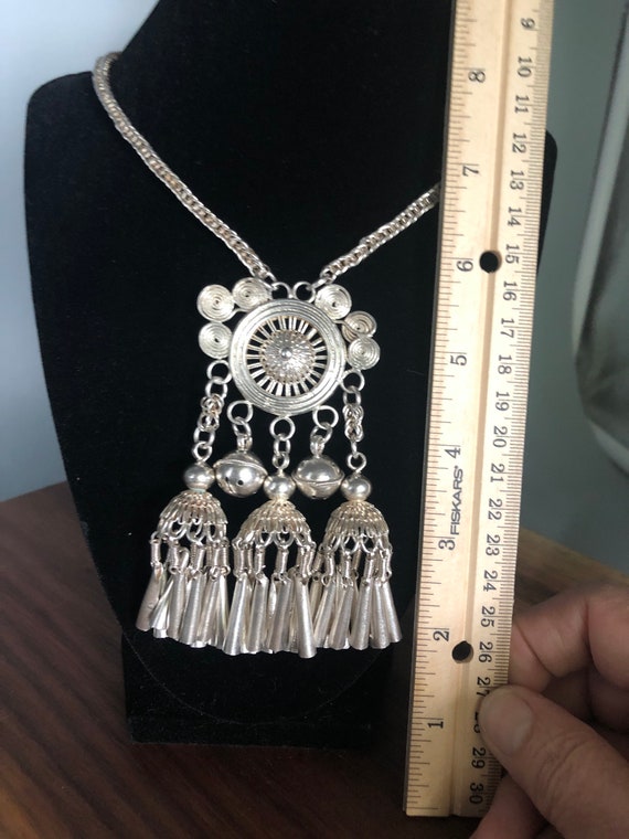 Vintage Tribal Pendant Necklace - Sterling Silver… - image 5