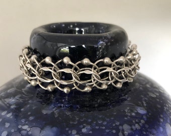 Sterling Chain Bracelet Wide Fancy Links Vintage Statement Bracelet