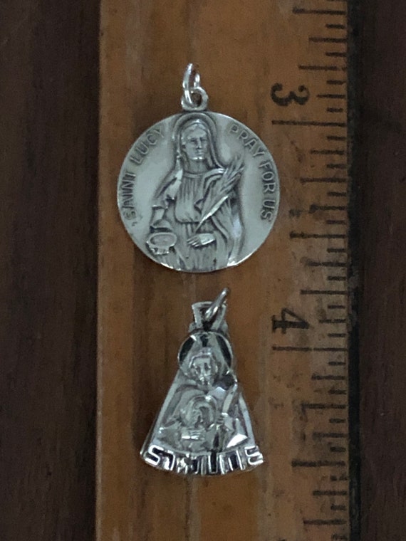 Catholic Saints Medals Mid Century Sterling Silve… - image 6