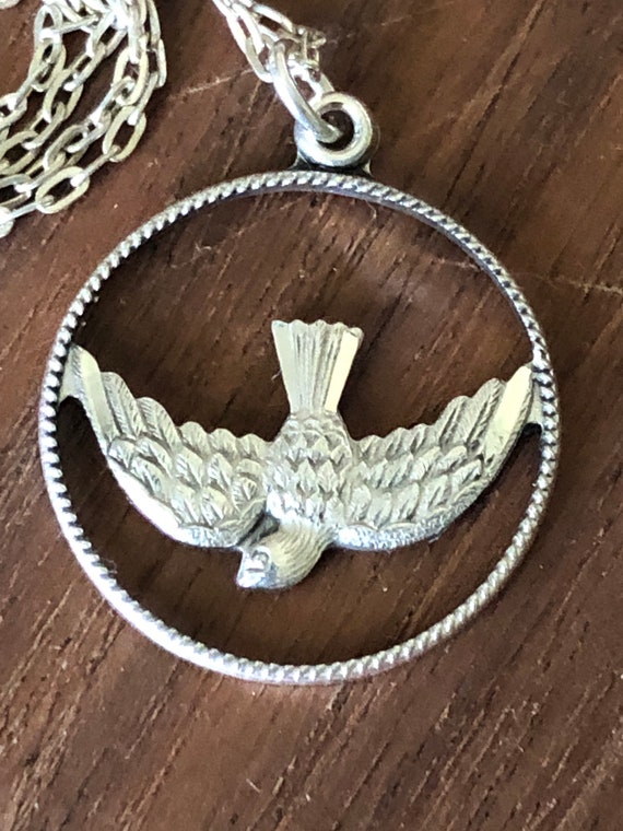 Sterling Silver Peace Dove Pendant and Chain 925 … - image 2