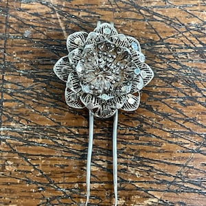 Antique Sterling Silver Repousse Floral Ball Hair Pin Fork 3.75 Inch Vintage Vintage Sterling Hair Fork - Etsy main image 3