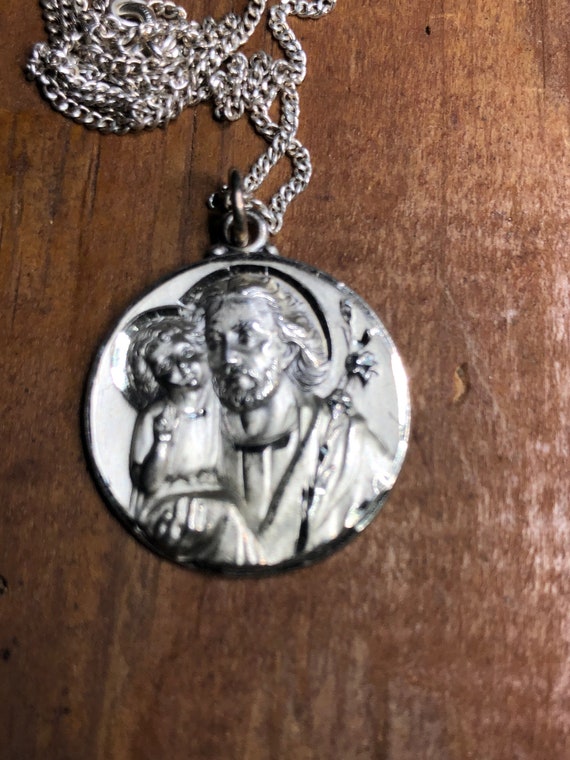 Vintage Saint Joseph Pendant Medal Sterling Silver