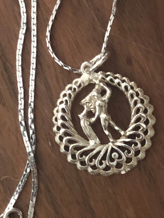 Sterling Silver Water Bearer or Aquarius Pendant … - image 4